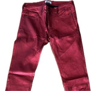 NWT Zadig & Voltaire RED Phlame Metallic Lamb Leather Pants *Rare!